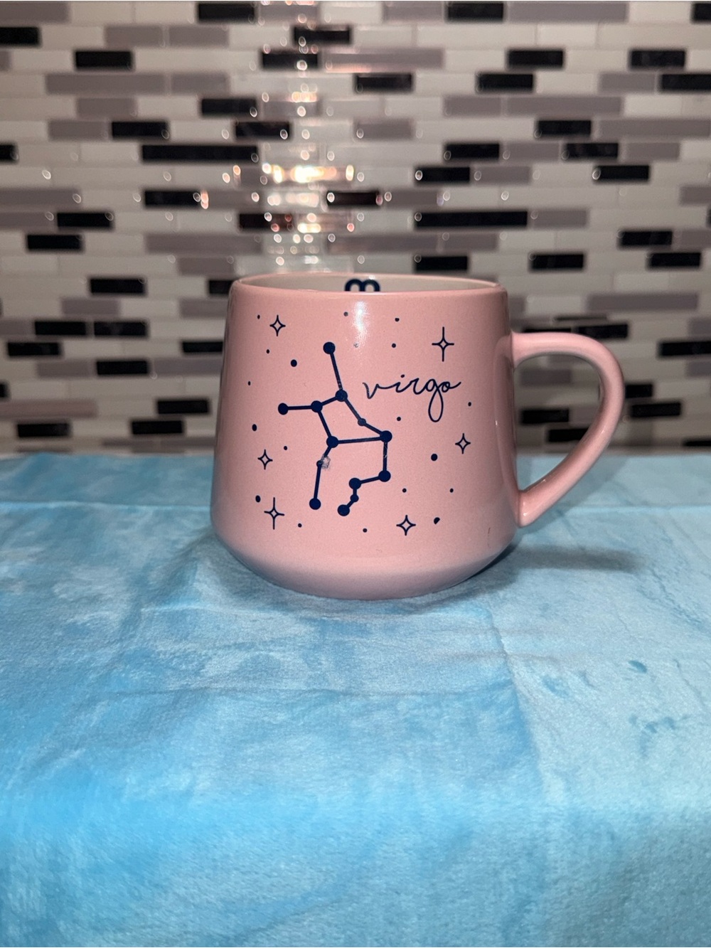 Virgo Zodiac Constellation Mug Pink Ceramic
